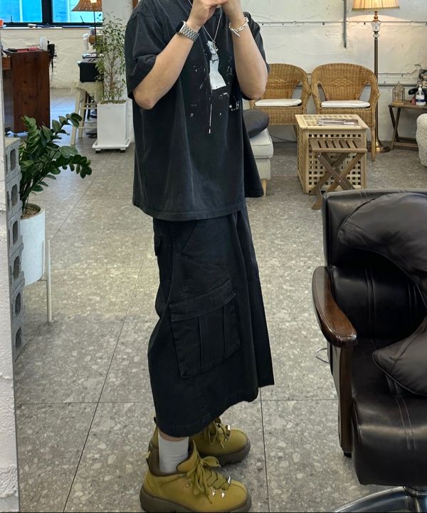 MUSINSA | GRAILZ WASHED CARGO BERMUDA PANTS [DIRTY BLACK]