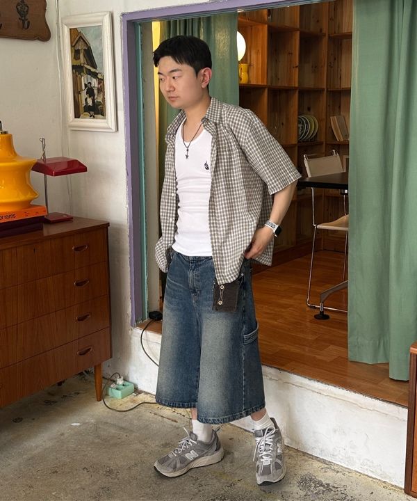 [SIGNATURE] Crop Check Half Shirt /追跡付 MUSINSA公式 | SIGNATURE Crop Check Half Shirt [White]