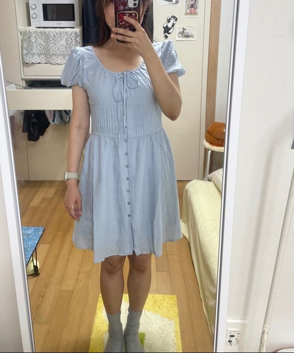 MUSINSA | ROLAROLA RIBBON LACE MINI ONEPIECE SKY