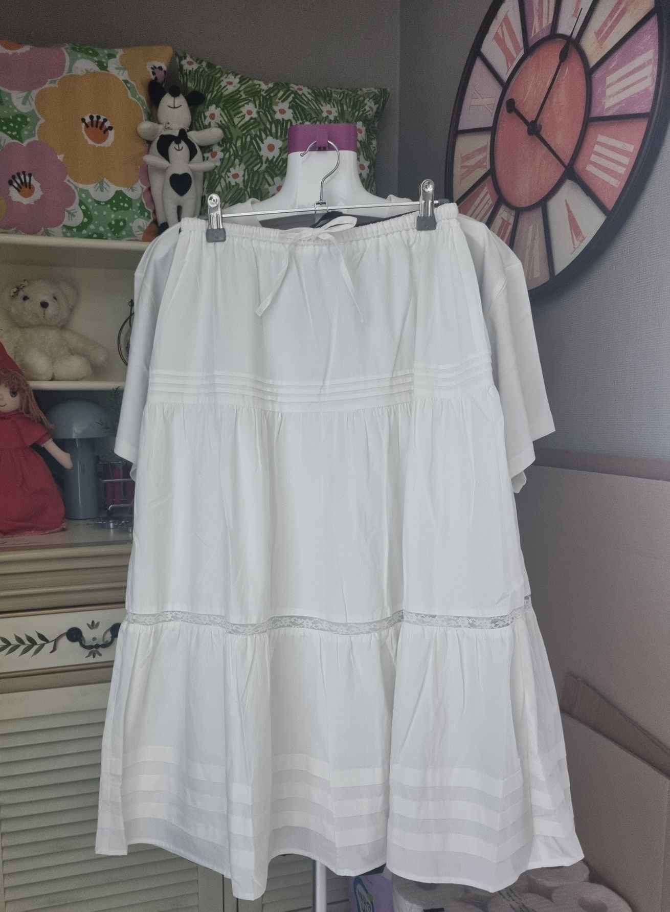 MUSINSA公式 | ROLAROLA LACE PINTUCK LONG SKIRT WHITE