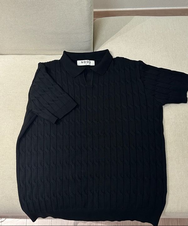 トップス NODUSix Cable Collar Short Sleeve Knit MUSINSA公式 | NODU Six Cable Collar Short Sleeve Knit [Black]