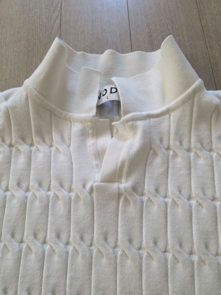 トップス NODUSix Cable Collar Short Sleeve Knit MUSINSA公式 | NODU Six Cable Collar Short Sleeve Knit [Ivory]