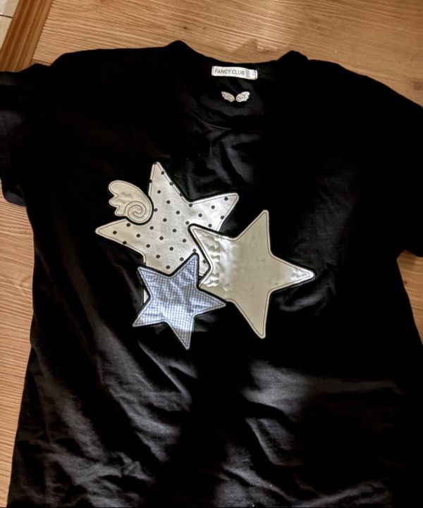 ■FANCY CLUB■ MIX STAR ANGEL PATCH T BLACK F25QB117 F25QB11 Mix Star Angel Patch Tee (Black) F25QB117 - FANCY CLUB | 60