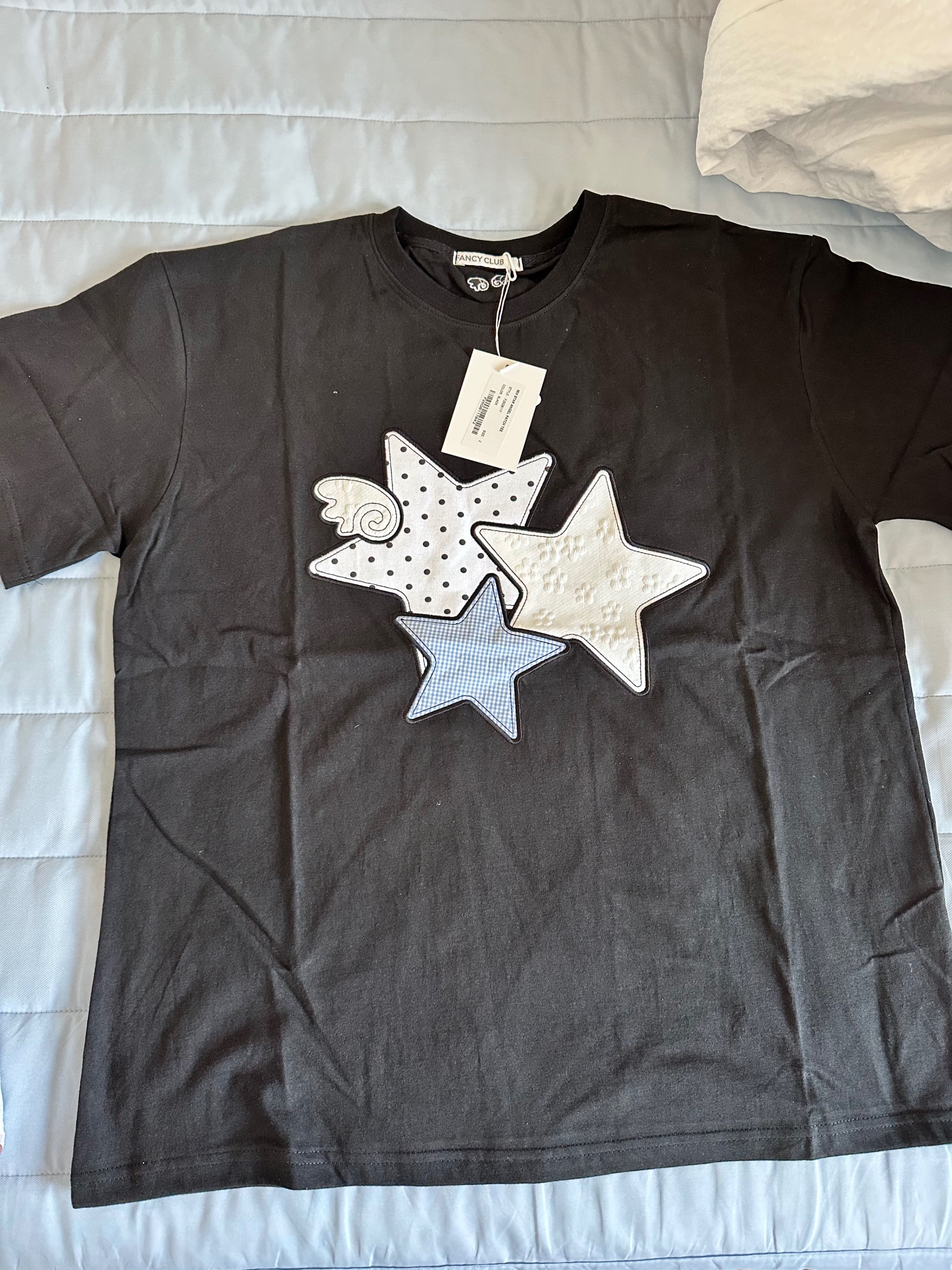 ■FANCY CLUB■ MIX STAR ANGEL PATCH T BLACK F25QB117 F25QB11 Mix Star Angel Patch Tee (Black) F25QB117 - FANCY CLUB | 60