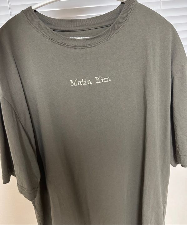 MUSINSA | MATIN KIM EMBROIDERY SMALL LOGO OVERSIZE TOP IN KHAKI