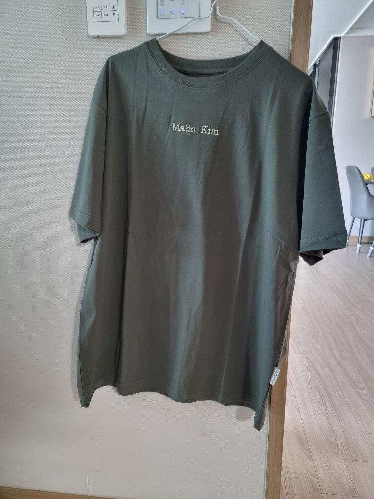 MUSINSA | MATIN KIM EMBROIDERY SMALL LOGO OVERSIZE TOP IN KHAKI
