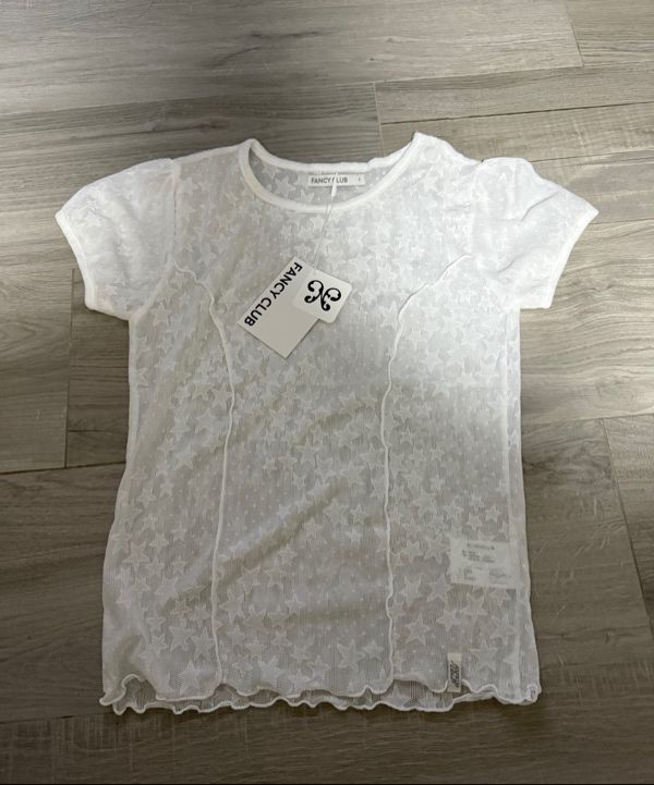 ■FANCY CLUB■ WAVE PUFF LACE T WHITE F25QB127 F25QB127WH MUSINSA公式 | FANCY CLUB Wave Puff Lace Tee (WHITE) F25QB127