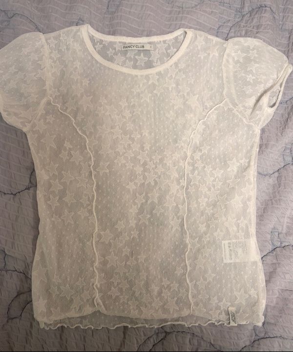 MUSINSA公式 | FANCY CLUB Wave Puff Lace Tee (WHITE) F25QB127