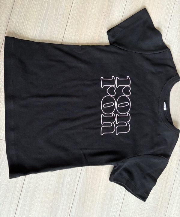 MUSINSA | RONRON LINE LOGO SLIM CROP T SHIRT BLACK