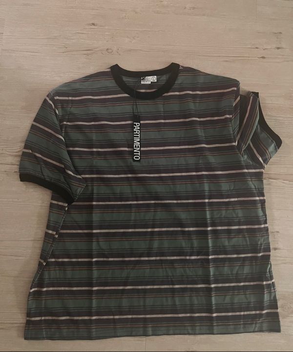 MUSINSA | PARTIMENTO Vintage Border Stripe Ringer Tee Green