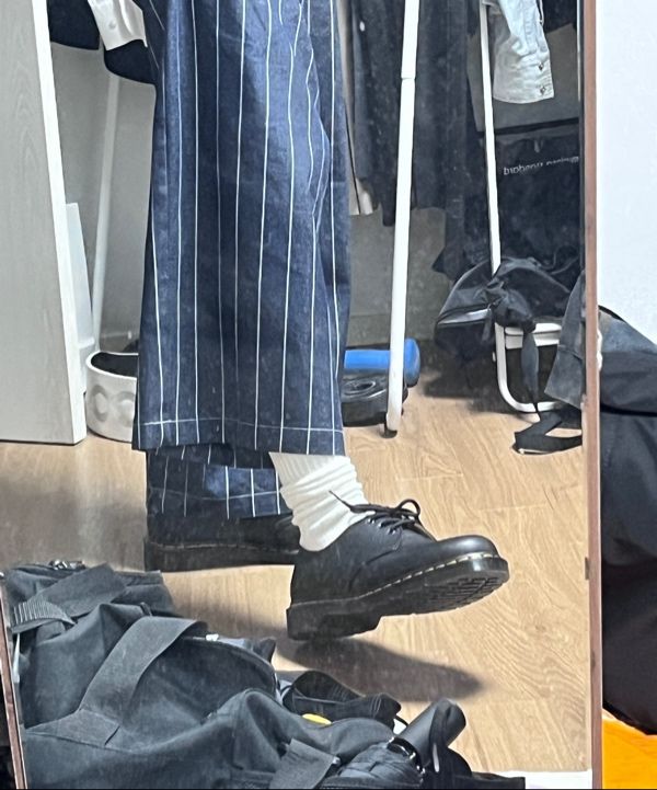 パンツ AAKAM Striped Cinch Back Denim Pants MUSINSA公式 | AAKAM Striped Cinch Back Denim Pants (Blue)