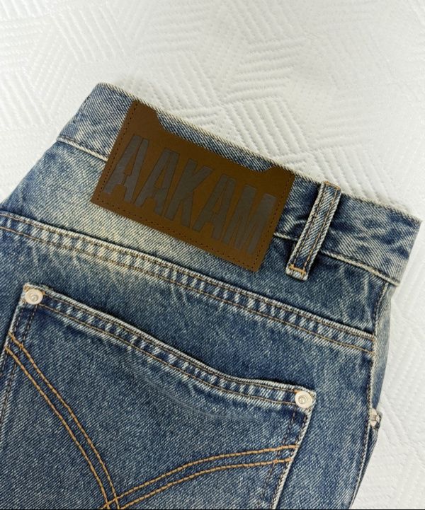 MUSINSA公式 | AAKAM Tapered Denim Pants (Washed Blue)