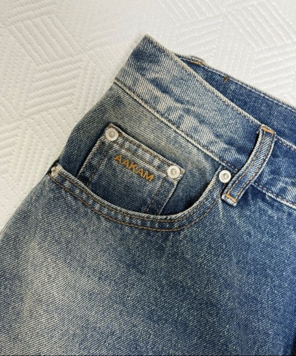 MUSINSA公式 | AAKAM Tapered Denim Pants (Washed Blue)