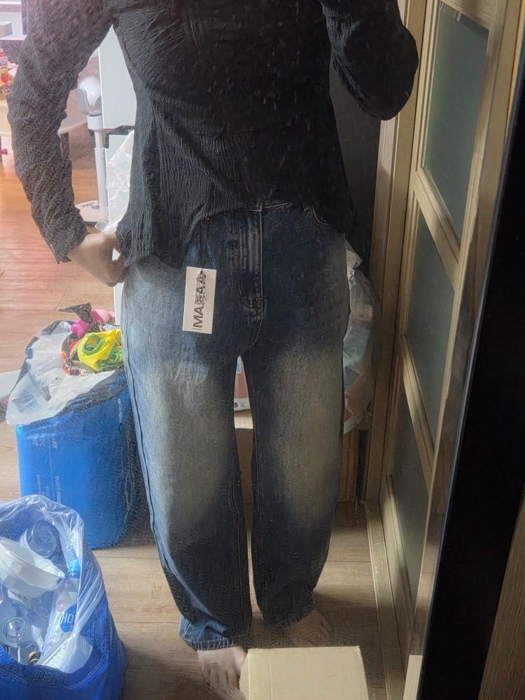 MUSINSA公式 | AAKAM Tapered Denim Pants (Washed Blue)