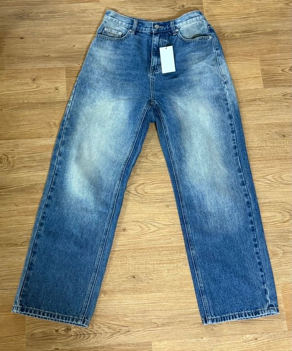 MUSINSA公式 | AAKAM Tapered Denim Pants (Washed Blue)