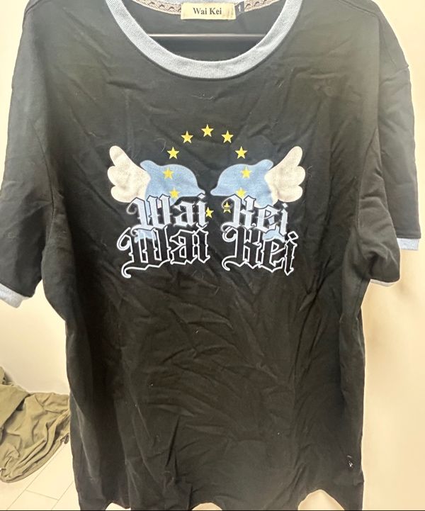 MUSINSA | WAI KEI Angel Dolphin Short Sleeve T-Shirt Black