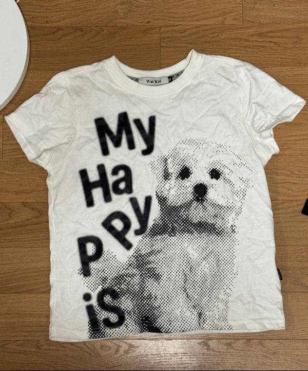 ★WAIKEI★ MY HAPPY IS Stamp Short Sleeve T-shirt White YKBE MUSINSA | WAI KEI MY HAPPY IS Stamp Short Sleeve T-shirt White