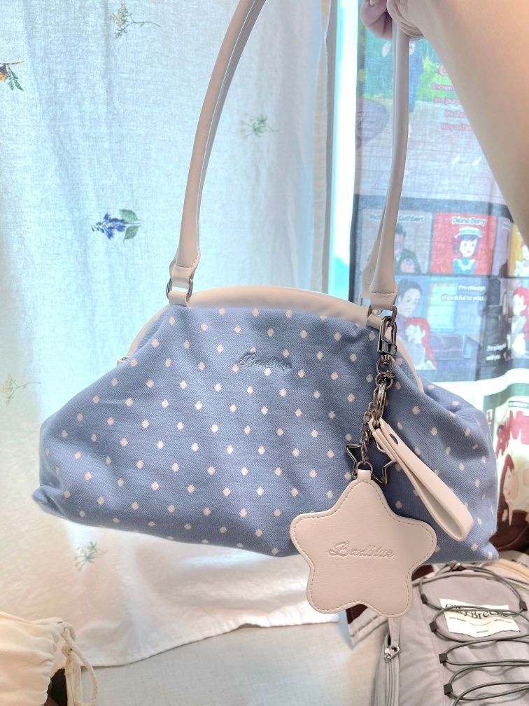 MUSINSA | BADBLUE Dot Cozy Dumpling Bag Skyblue