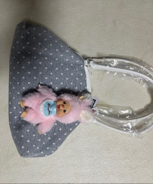 MUSINSA | BADBLUE Dot Cozy Dumpling Bag Gray