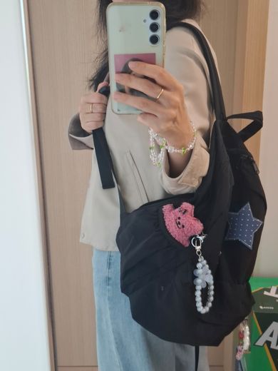 MUSINSA公式 | RONRON 3 STAR PATCH BACKPACK BLACK