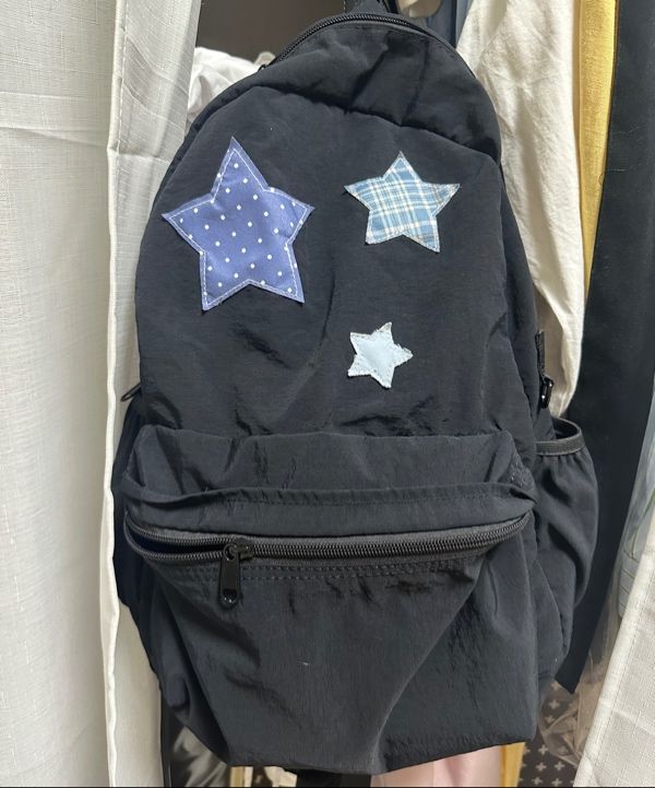 MUSINSA | RONRON 3 STAR PATCH BACKPACK BLACK