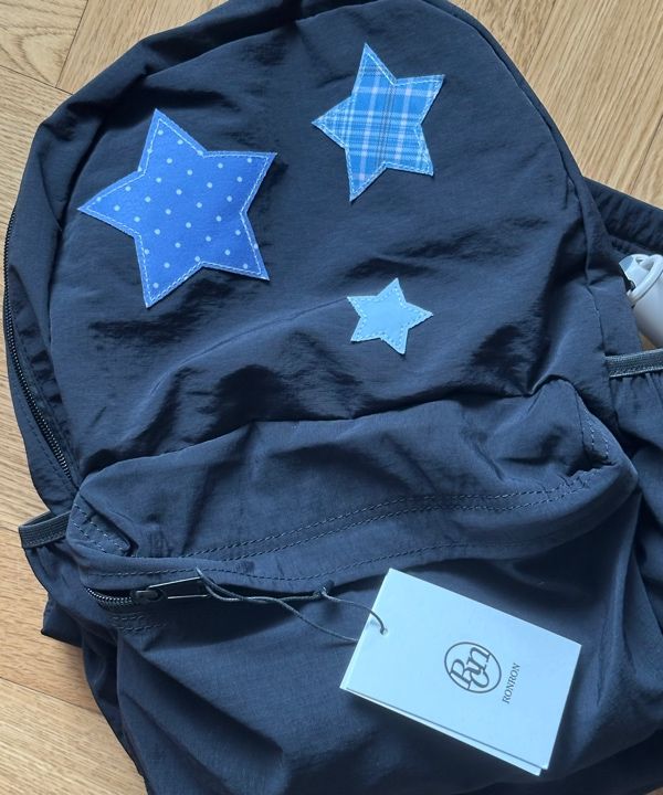 MUSINSA | RONRON 3 STAR PATCH BACKPACK BLACK