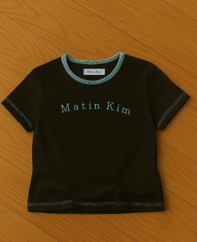 ★Matin Kim★COLOR POINT ARCH LOGO TOP IN BLACK MUSINSA | MATIN KIM COLOR POINT ARCH LOGO TOP IN BLACK