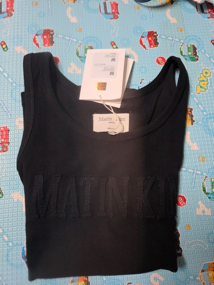 MUSINSA | MATIN KIM LOGO APPLIQUE SLIM TANK TOP IN BLACK