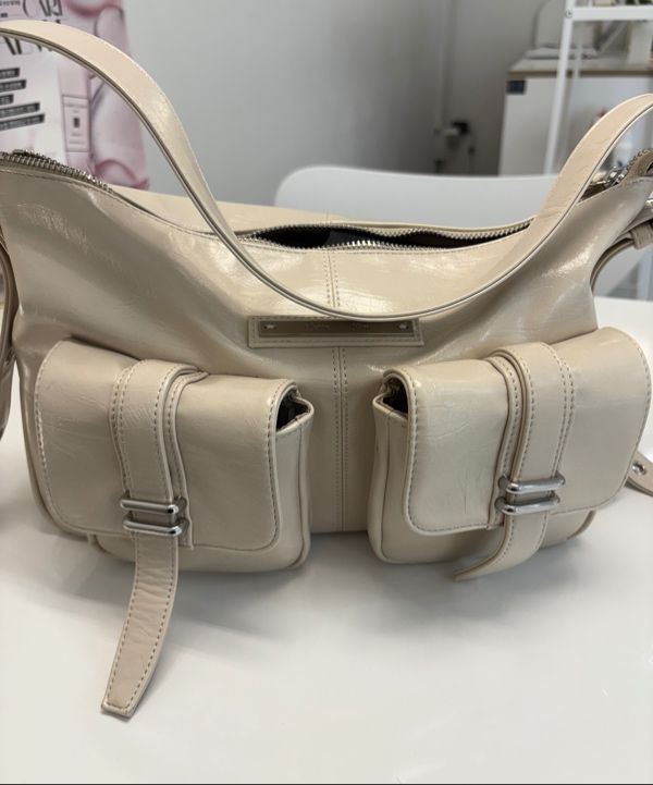MUSINSA | MATIN KIM DOUBLE POCKET SHOULDER BAG IN CREAM