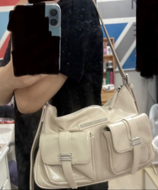 MUSINSA | MATIN KIM DOUBLE POCKET SHOULDER BAG IN CREAM