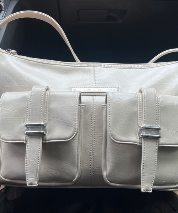 MUSINSA | MATIN KIM DOUBLE POCKET SHOULDER BAG IN CREAM