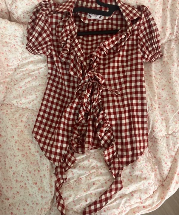 ★SCULPTOR★ Cottage Open Blouse Raw SC25S241IV MUSINSA | SCULPTOR Cottage Open Blouse Red