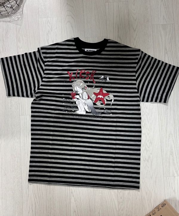 MUSINSA | KIRSH Kirsh x Sunwon Bird Stripe Loose Fit T-Shirt