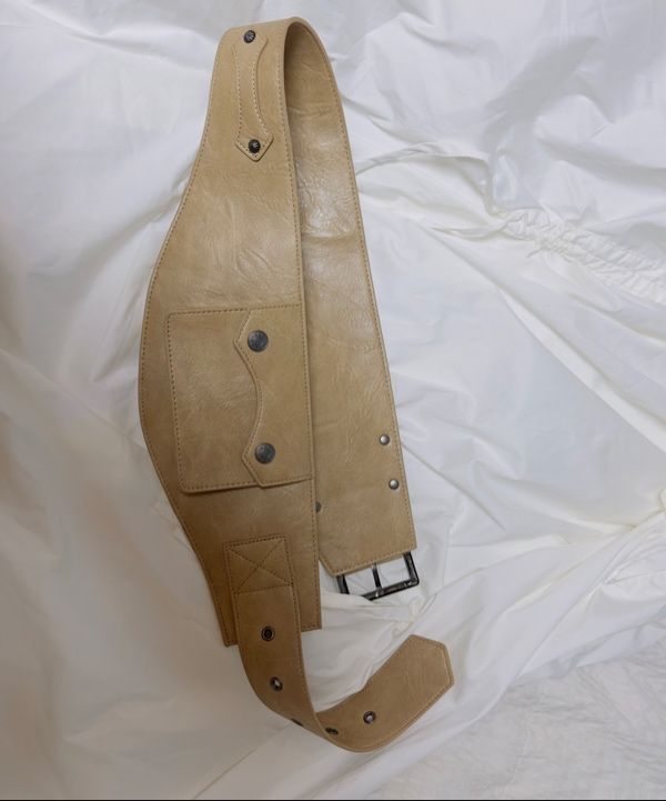 MUSINSA | AAKAM Studded Belt Bag (Beige)