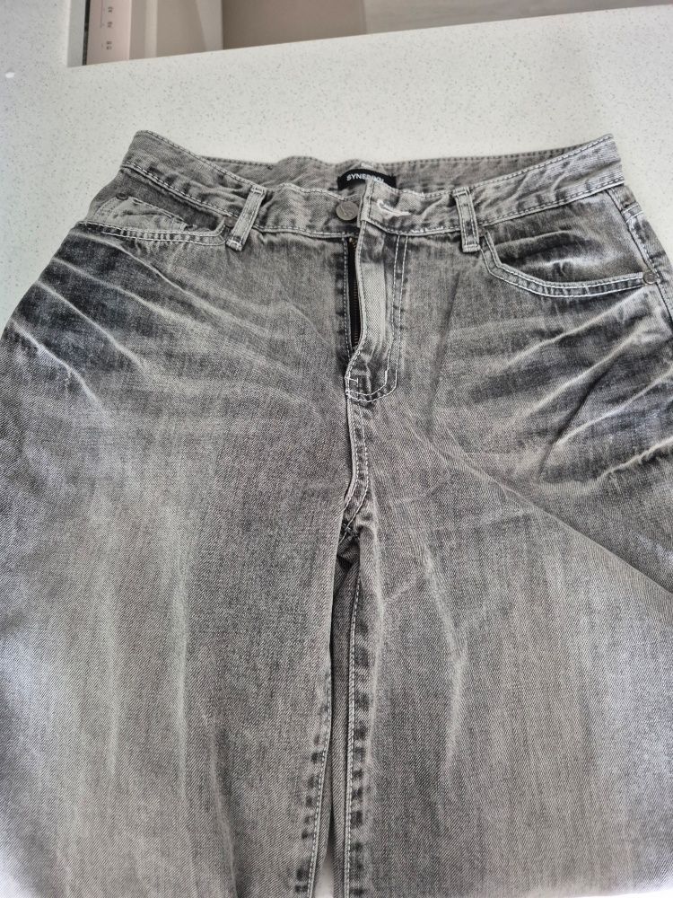 MUSINSA | SYNERJYN STRAIGHT CAT WASHING DENIM PANTS GRAY
