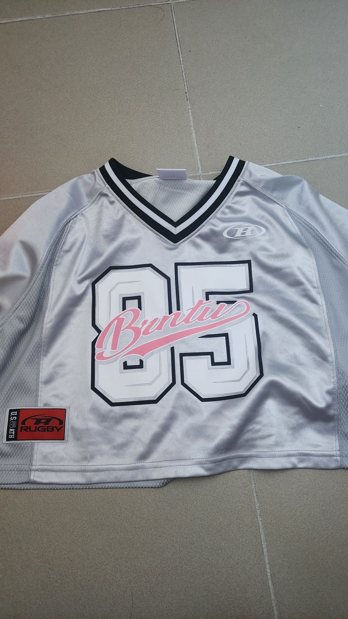 MUSINSA | BORN TO WIN W RUGBY JERSEY CROP T-SHIRTS [SILVER]