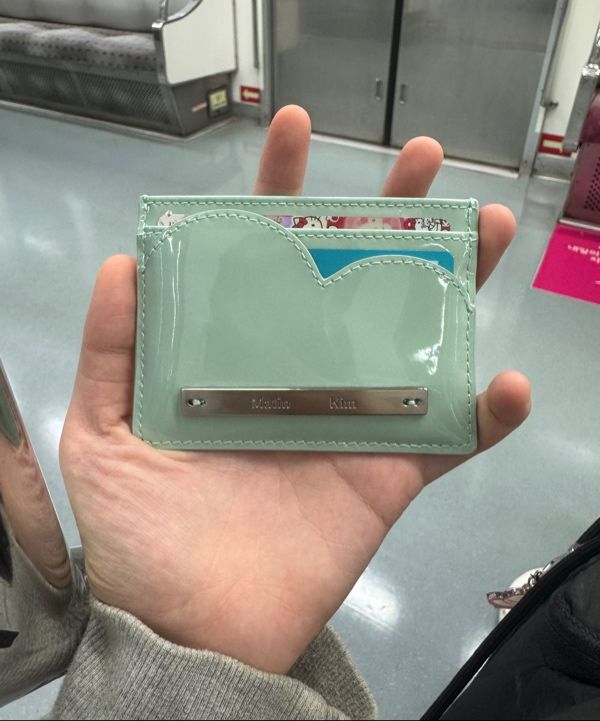 MUSINSA | MATIN KIM HEART WAVE ENAMEL CARD WALLET IN MINT
