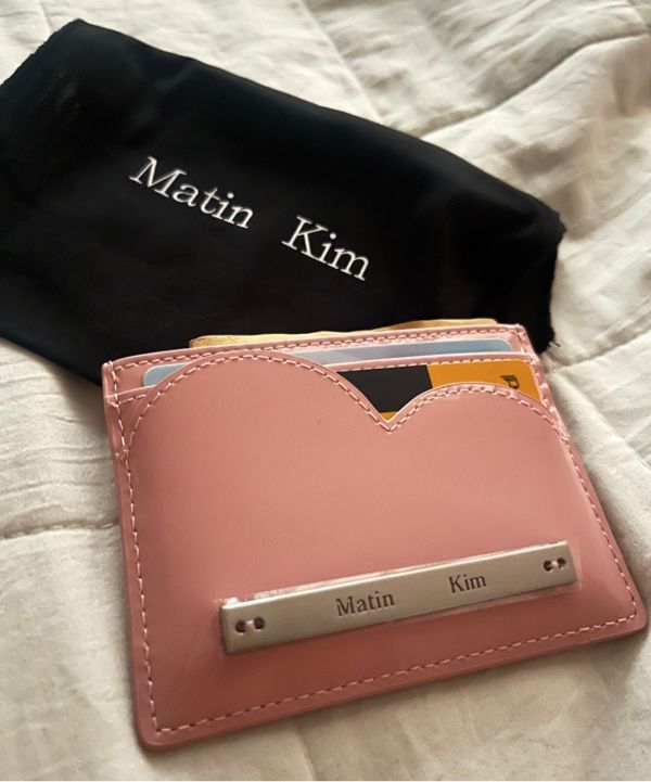 MUSINSA | MATIN KIM HEART WAVE ENAMEL CARD WALLET IN PINK