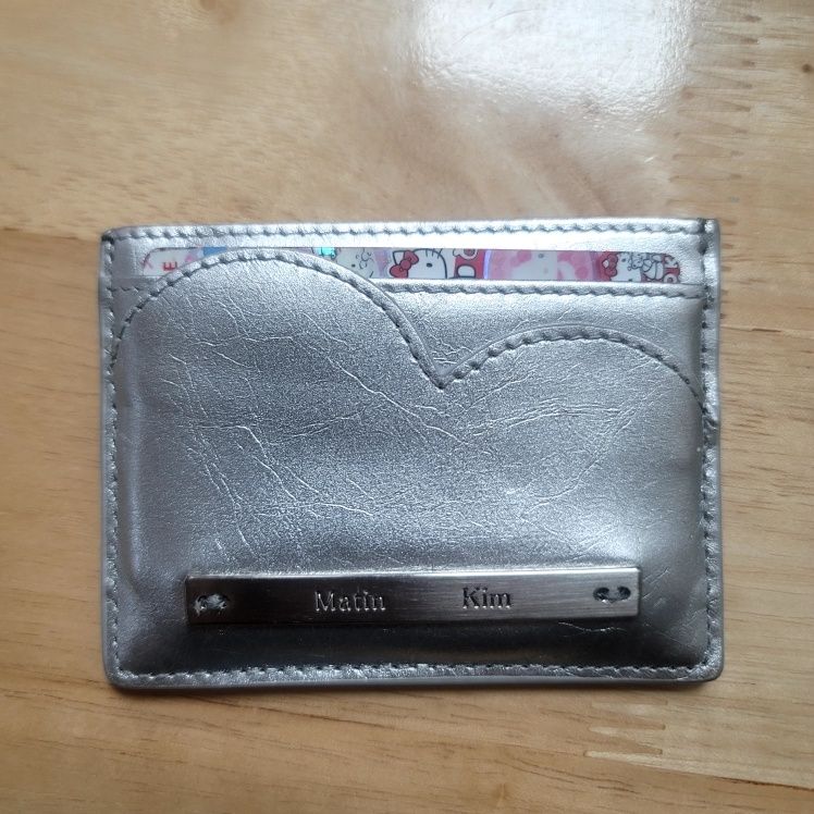 MUSINSA | MATIN KIM HEART WAVE ENAMEL CARD WALLET IN SILVER