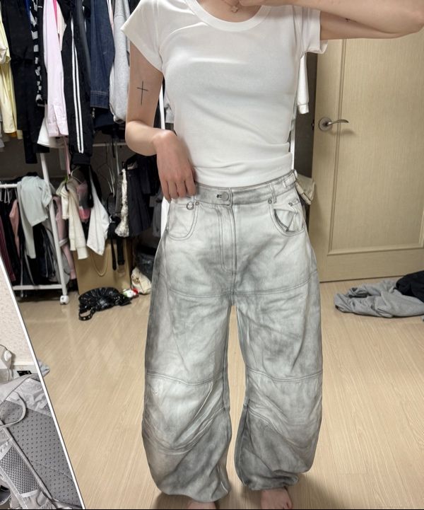 MUSINSA | BADBLOOD Squad Convex Pants - Denim White