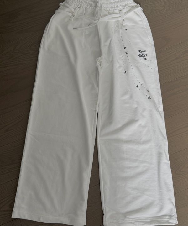 MUSINSA公式 | KASHIKO Zenu Belt Sweat Pants White