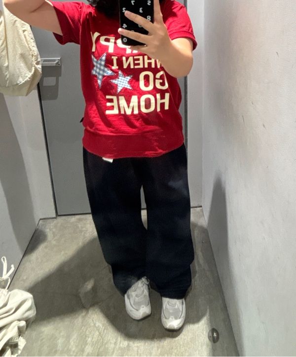 MUSINSA公式 | WAI KEI I am HAPPY short sleeve t-shirt red