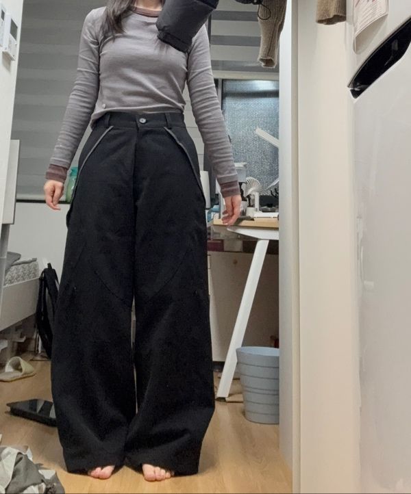 MUSINSA公式 | FLAREUP Asymmetrical Wide Pants (FL-253_Black)