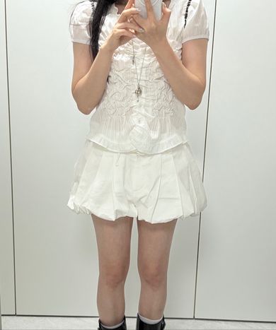 MUSINSA公式 | FLAREUP Saya Frill Puff Blouse (FL-180_White)