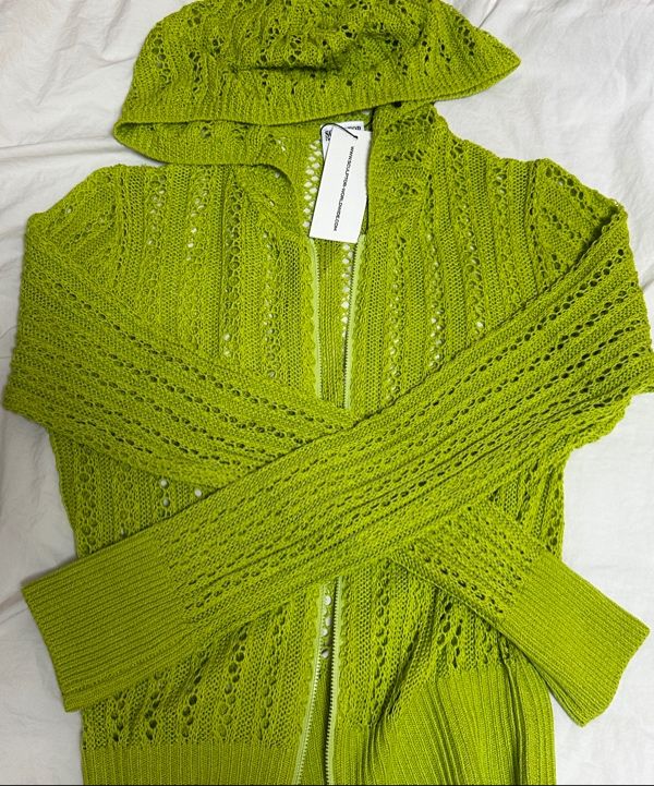 ★SCULPTOR★ Hooded ZipUp Knit Neon Green SC25S237GR Hooded Zip-Up Knit Neon Green – Sculptor