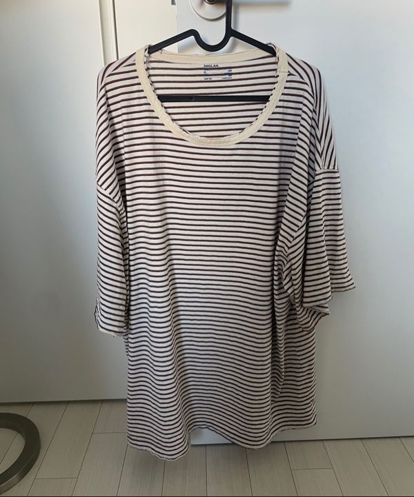 MUSINSA公式 | ANGLAN Cut off Half Tee - Striped