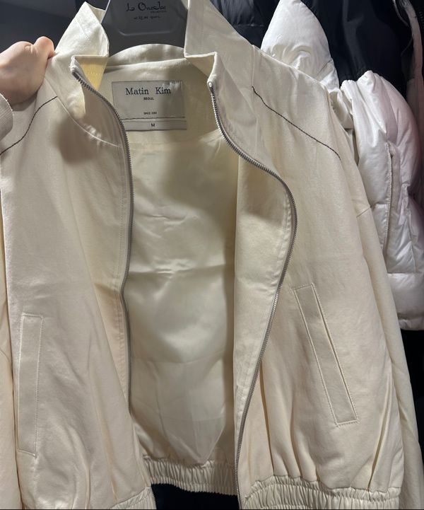 MUSINSA | MATIN KIM MATIN ROUGH COATING CROP BOMBER IN CREAM