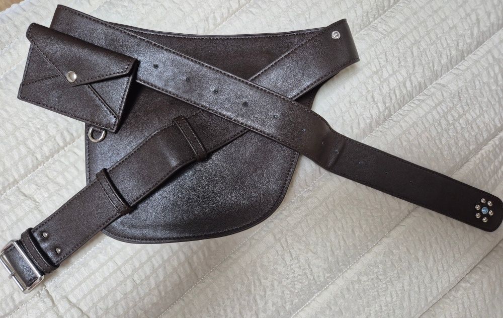 MUSINSA公式 | PARTIMENTO WOMEN Layered Holster Pocket Belt_Deep Brown