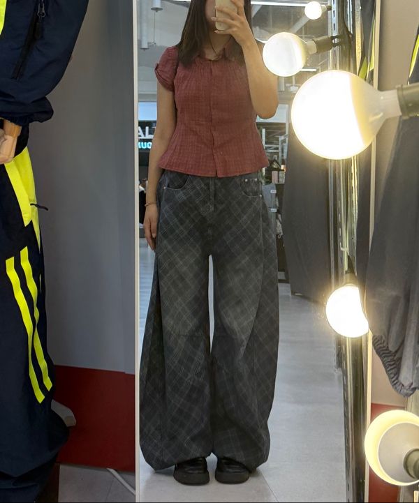 MUSINSA公式 | BADBLOOD Lion Patch Washed Barrel Pants - Blue