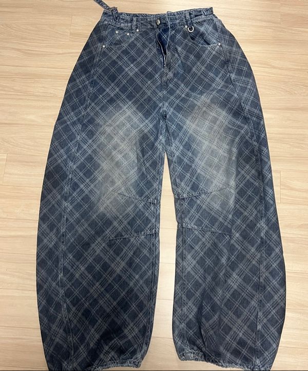 BadBlood チェック柄デニムパンツ Classic ファッション BAD blood